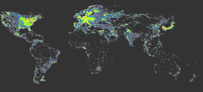 Foto: P. Cinzano, F. Falchi (University of Padova), C. D. Elvidge (NOAA National Geophysical Data Center, Boulder). Copyright Royal Astronomical Society. Reproduced from the Monthly Notices of the RAS by permission of Blackwell Science.