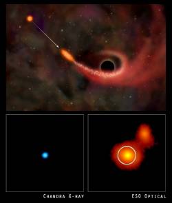 Foto: Ilustracin: NASA/CXC/M.Weiss; Rayos-X: NASA/CXC/MPE/S.Komossa et al.; Optico: ESO/MPE/S.Komossa